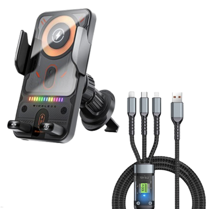 🔥HOT SALE 49% OFF🎁⚡Over 50K sold! 📱Smart 2-in-1 Car Rotating Mobile Phone Holder & Wireless Charger⚡